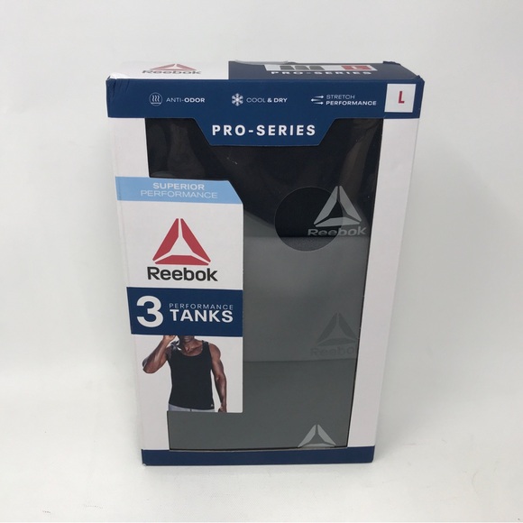 Reebok Pro-Series Performance Tanks, Men's Size L - Black/Grey - Picture 1 of 7